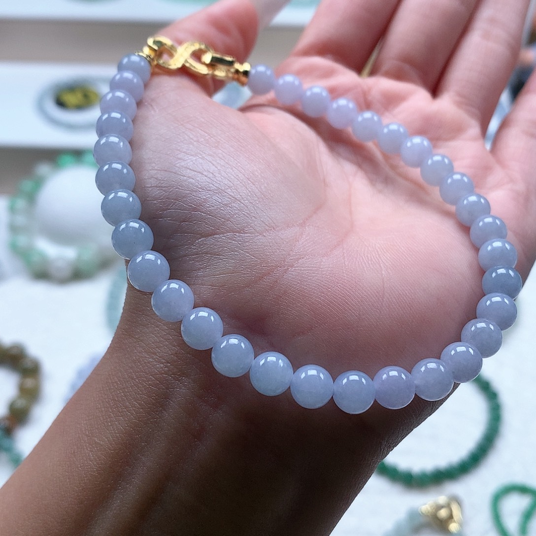 翡翠未镶嵌手串紫珠珠6.3