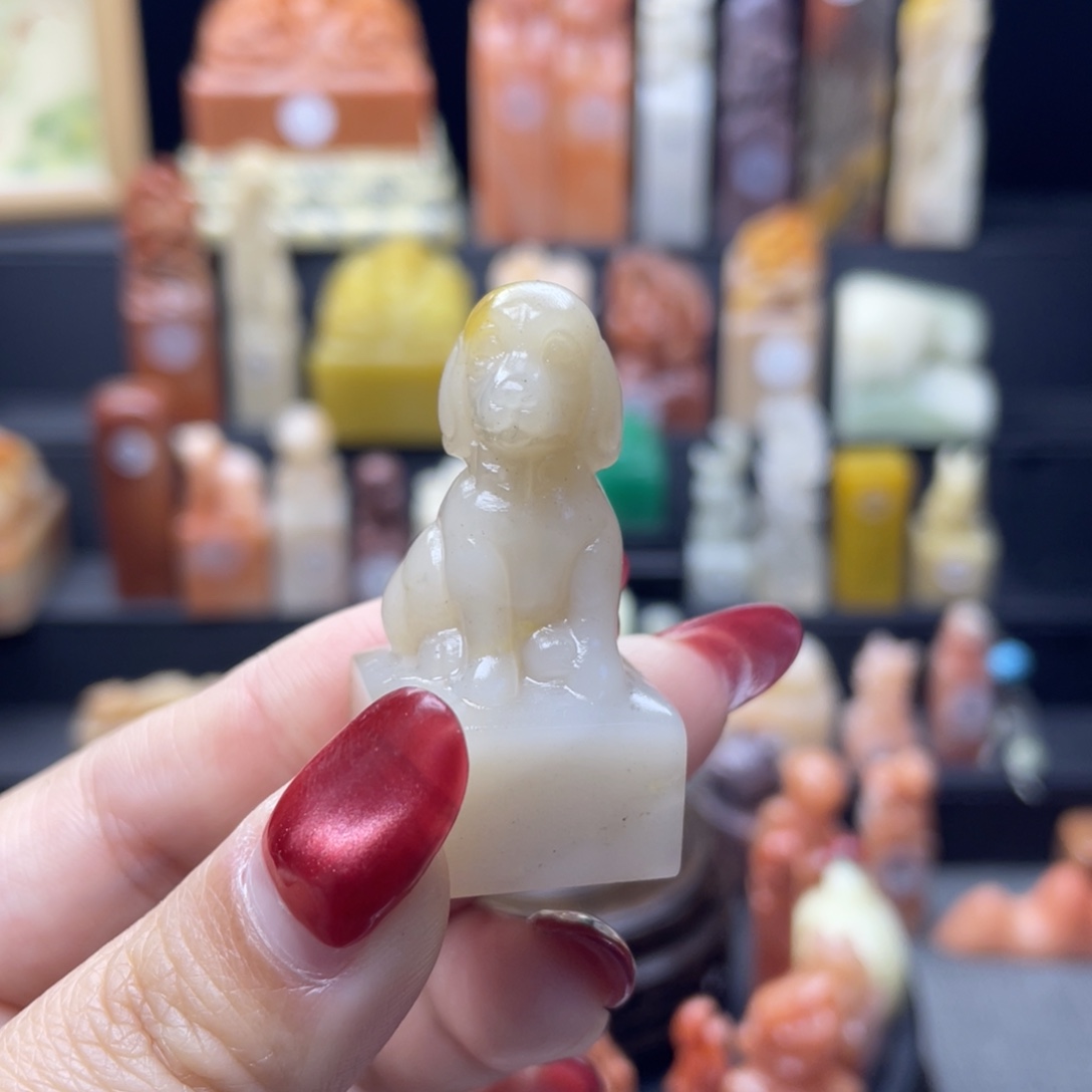 寿山石印石旺财印章