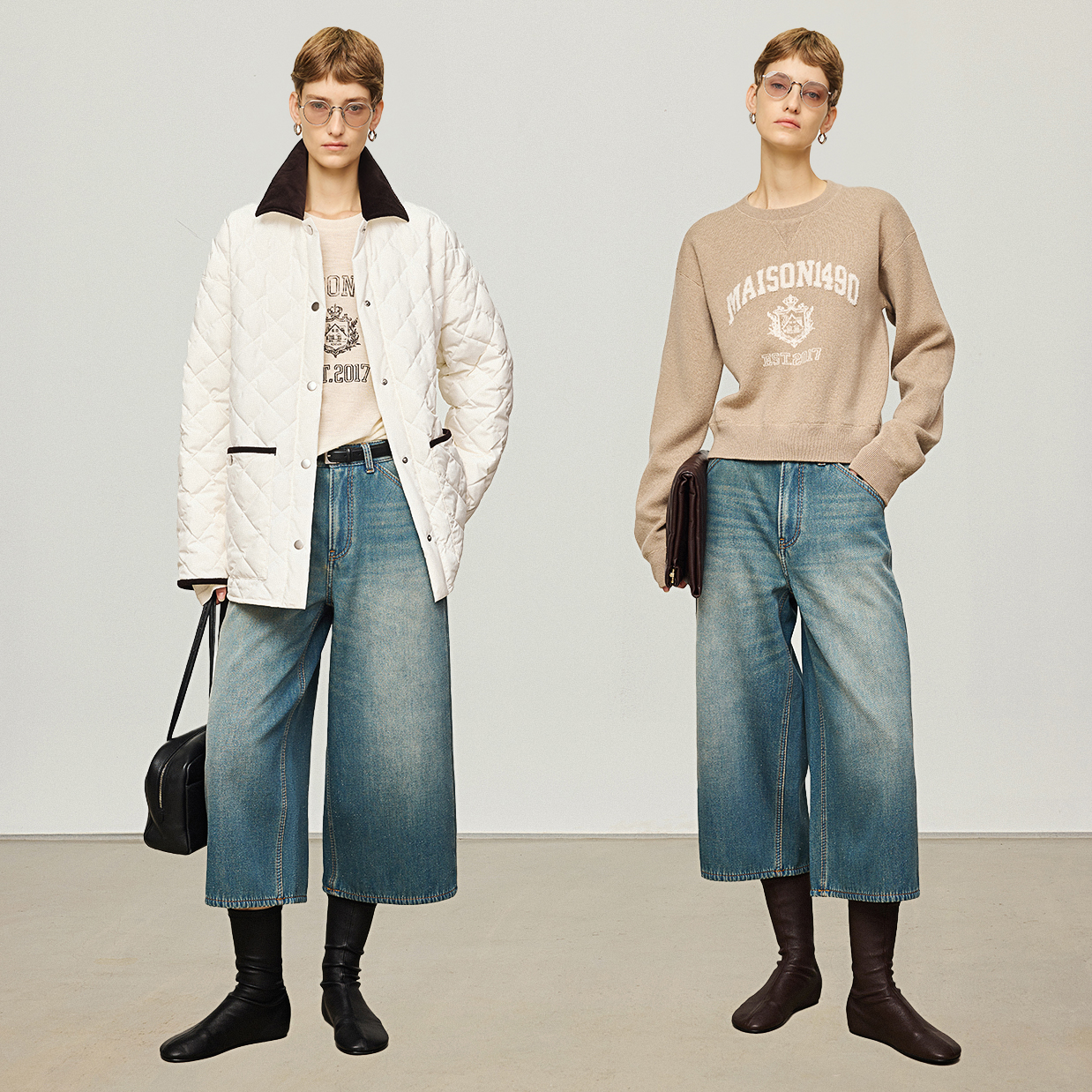 开间/秋冬神裤 长绒棉莱赛尔轻薄加绒时髦雅痞宽松直筒七分牛仔裤