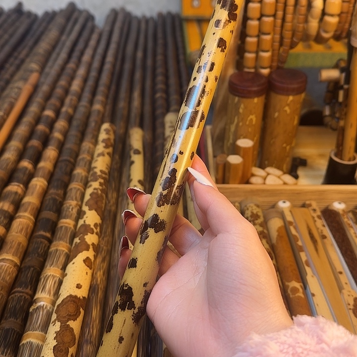 鹤***天湘妃竹盘玩棍手把件