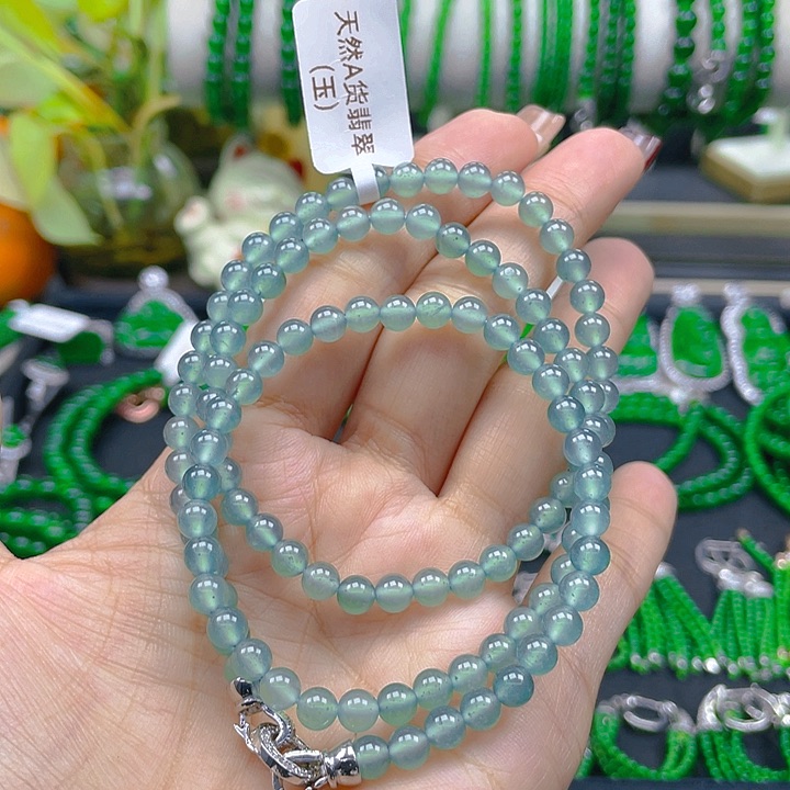 翡翠颈饰未镶嵌圆珠项链5