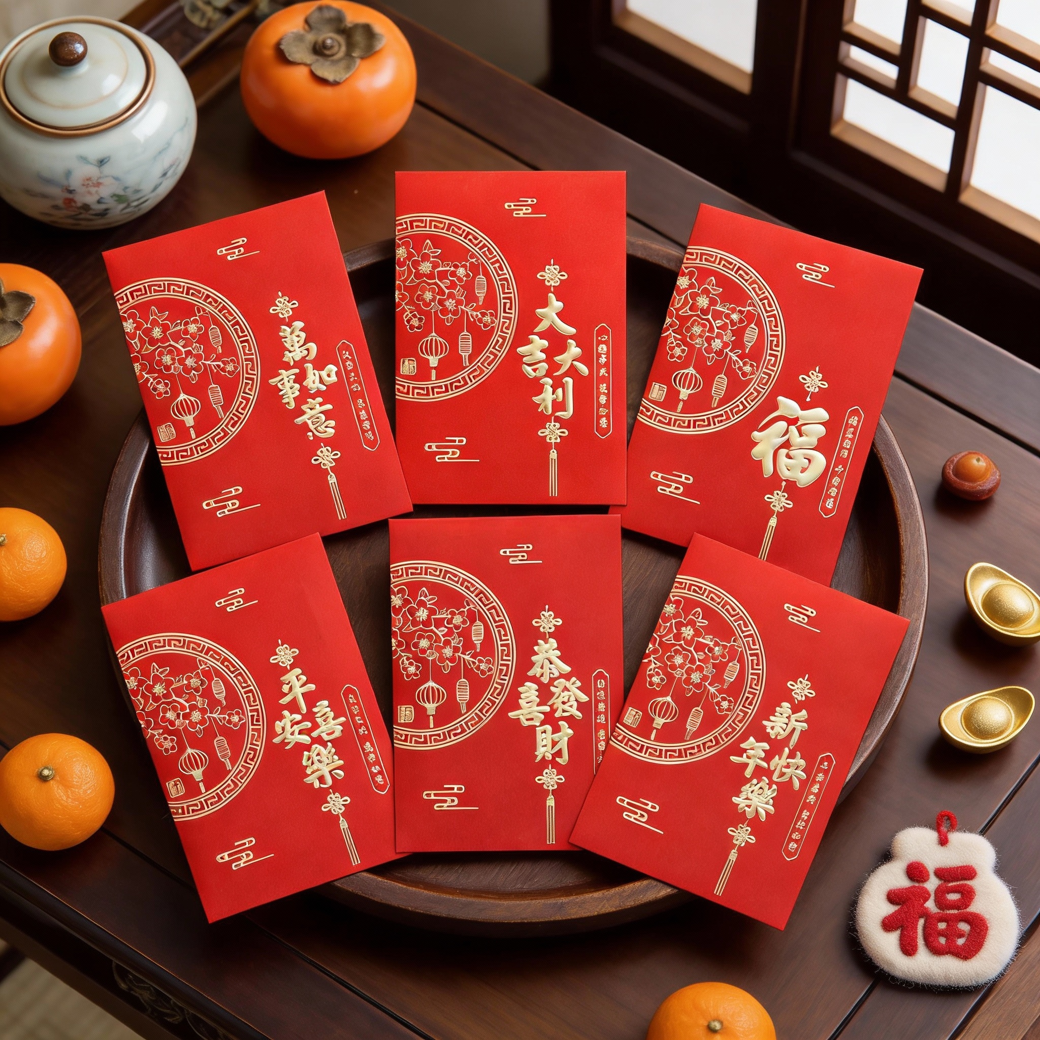 2026新款红包袋磨砂烫金新年中号利是封过年春节中式红包个性通用