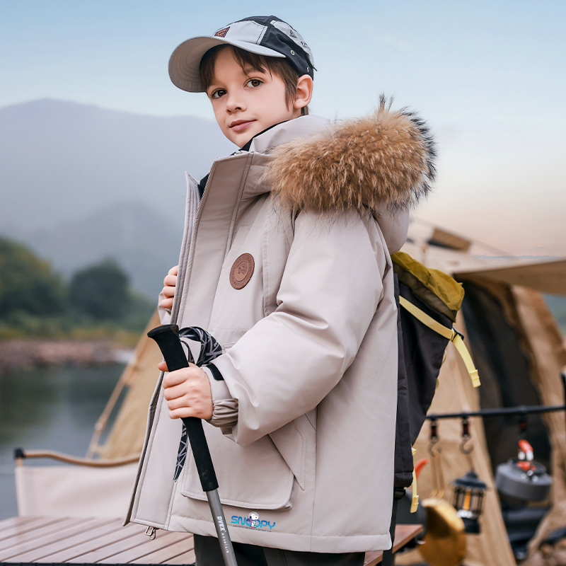 Snoopy/史努比亲子装中长款男女童加厚外套羽绒服防水羽绒厚夹克1