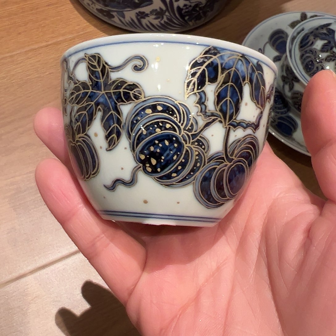 景土柴窑描金杯杯杯