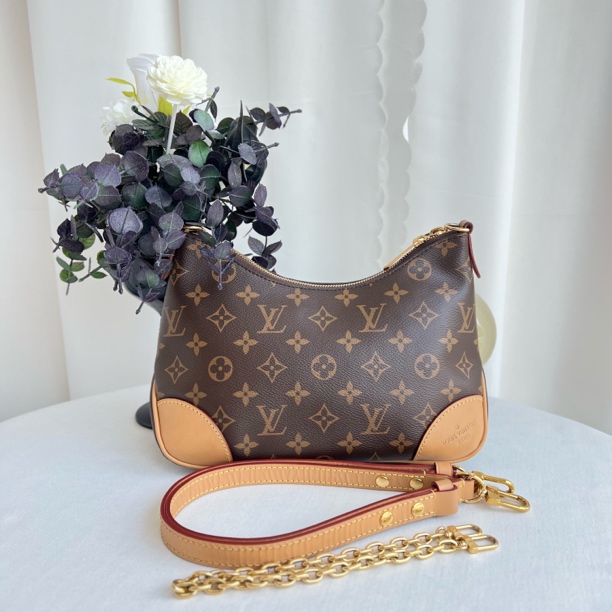 99新 LouisVuitton/路易威登 lv老花黄牛角单肩斜挎包 芯片款 