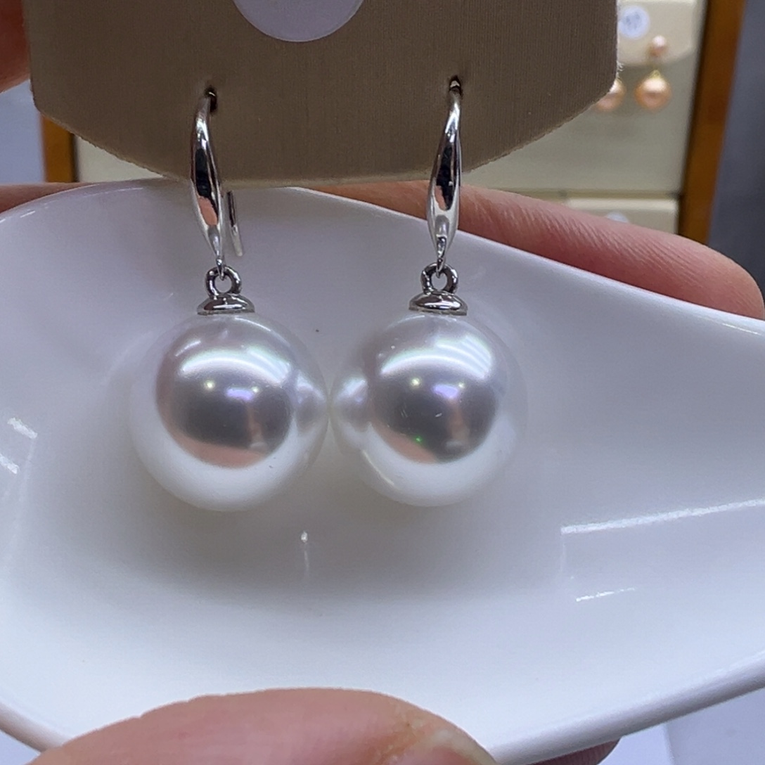 淡水珍珠银S925镶嵌耳饰