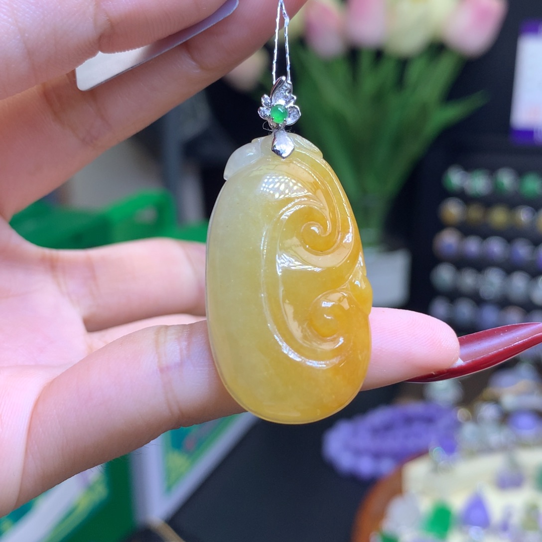翡翠颈饰18K金镶嵌天然