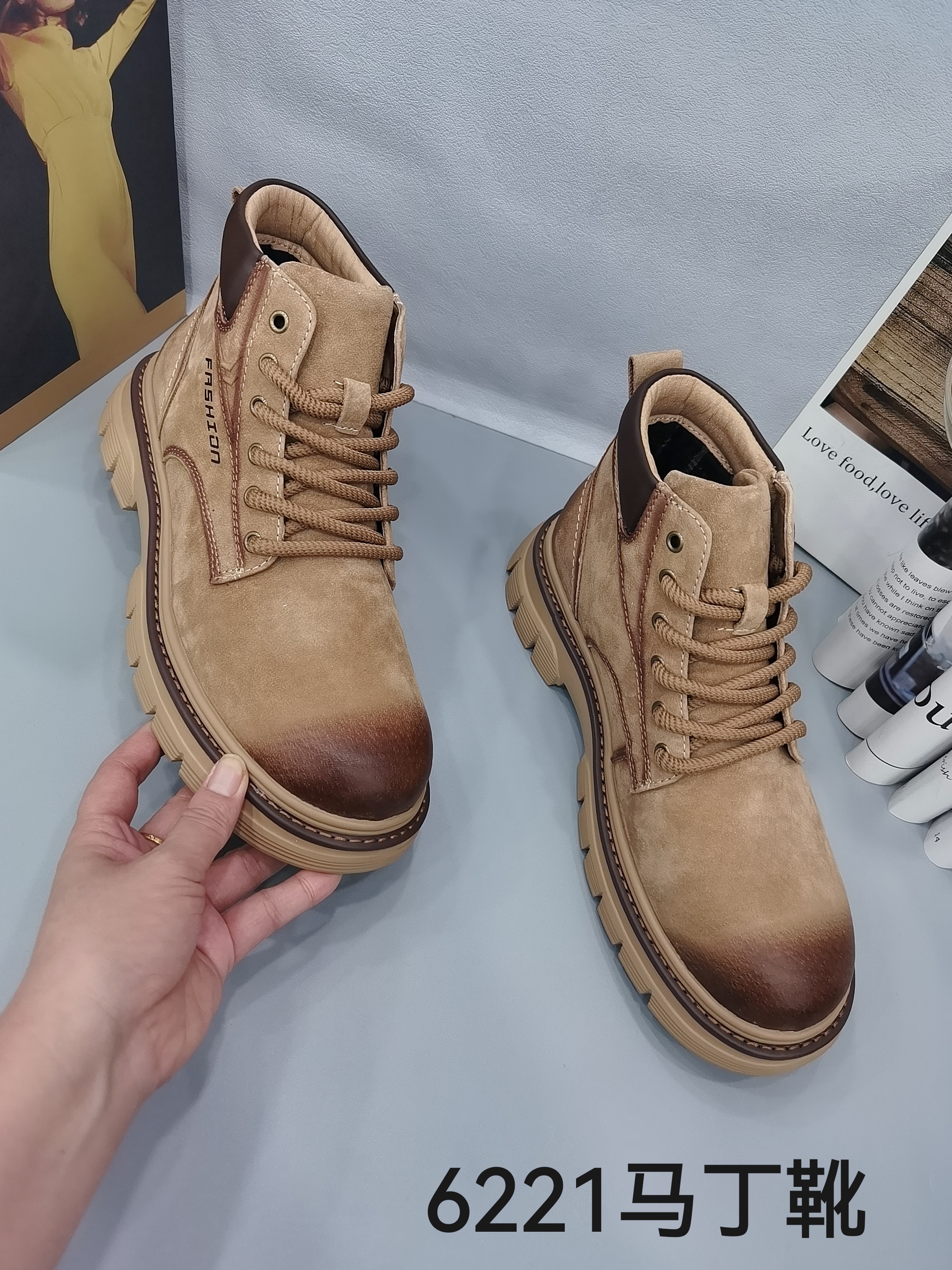 英伦高帮系带男士真皮秋冬马丁靴工装靴时尚ol百搭6221