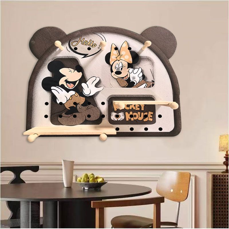 洞洞板装饰画米奇推拉入户玄关置物架挂画沙发背景墙装饰置物隔板