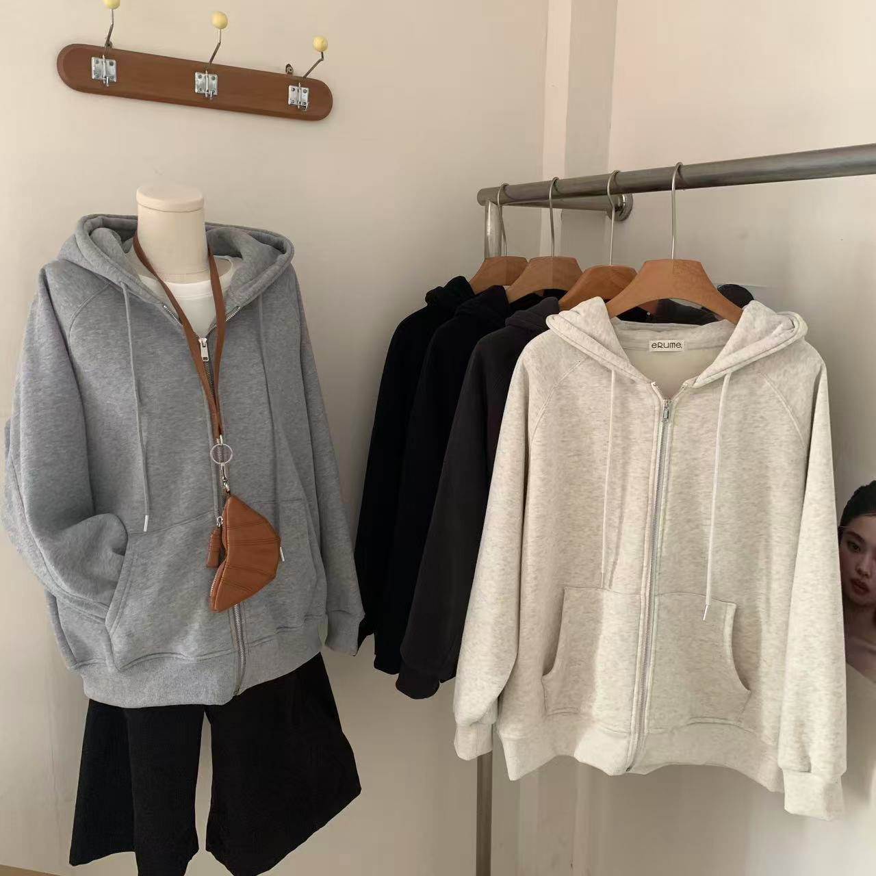 韩版连帽拉链卫衣外套女2025冬款宽松休闲百搭慵懒风上衣