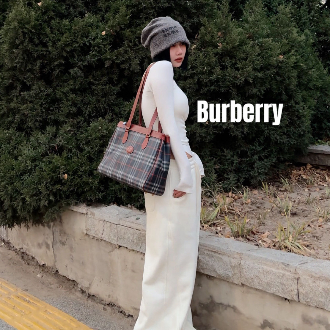 修复品619575/BURBERRY/博柏利蓝色战马托特包