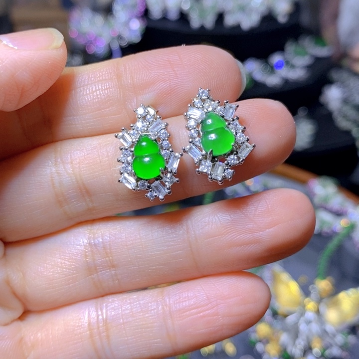 翡翠戒指银S925镶嵌天然翡翠