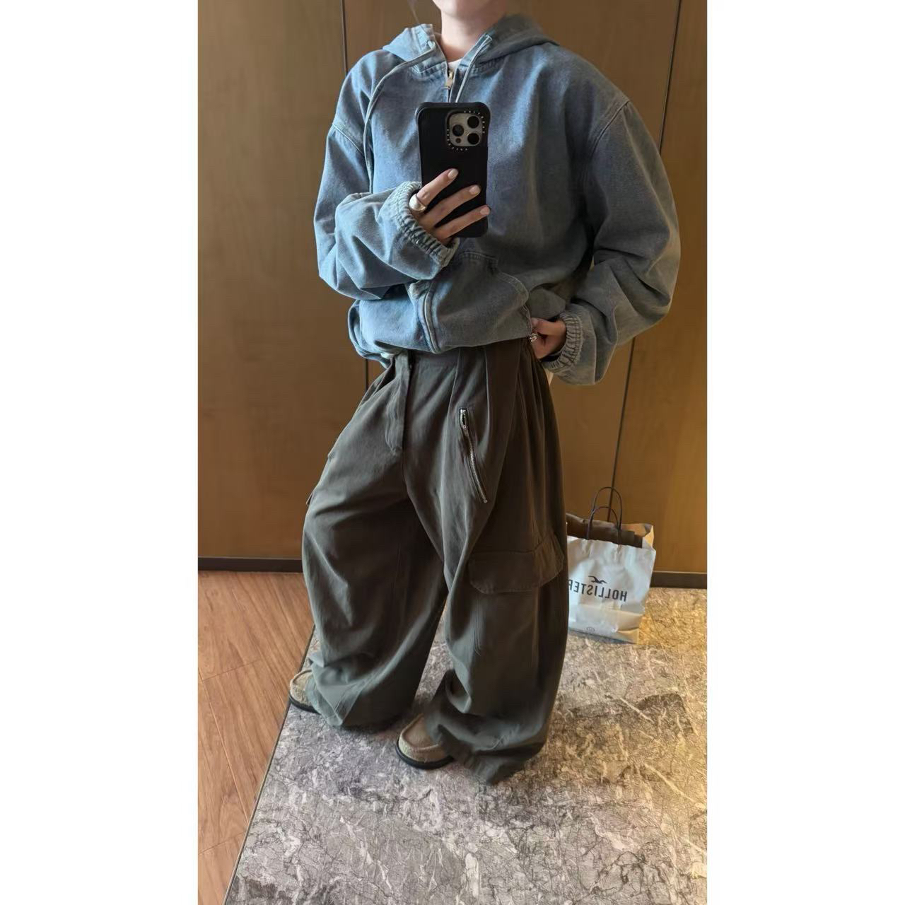 【陈碗饭】美式复古工装口袋工装裤宽松cleanfit休闲裤子161