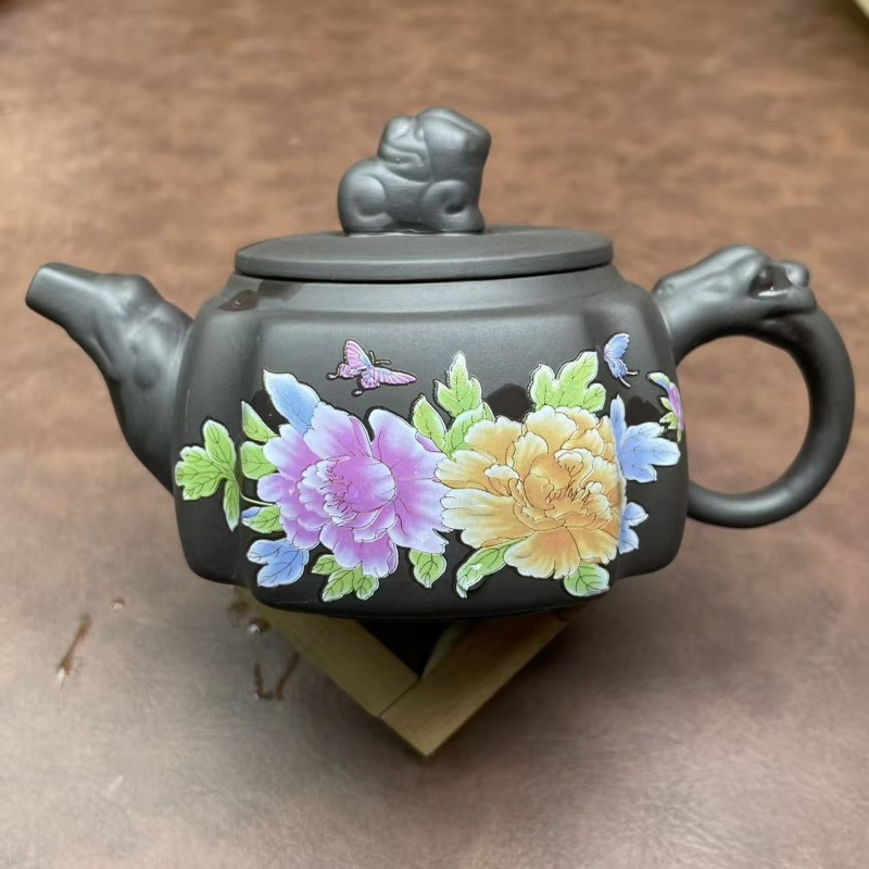 高端四方龙尊变色牡丹壶（单壶）