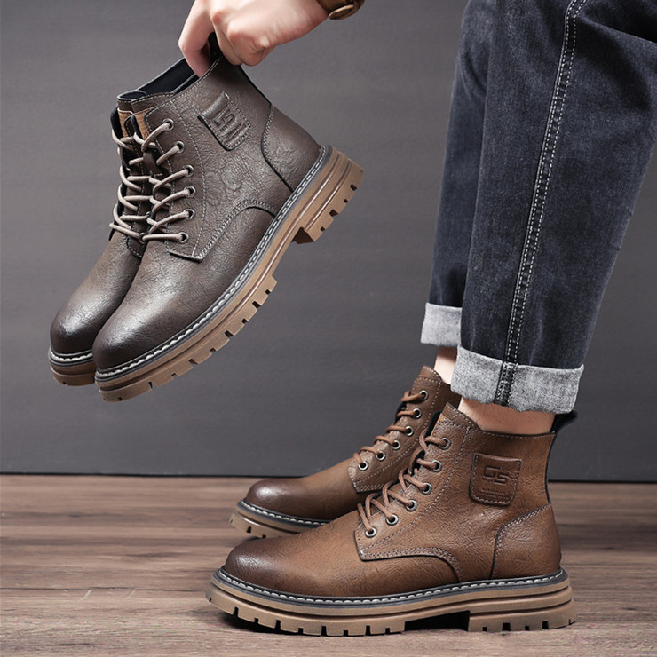 马丁靴男2025新款秋季英伦高帮皮鞋男鞋秋季皮面工装靴子男鞋潮流
