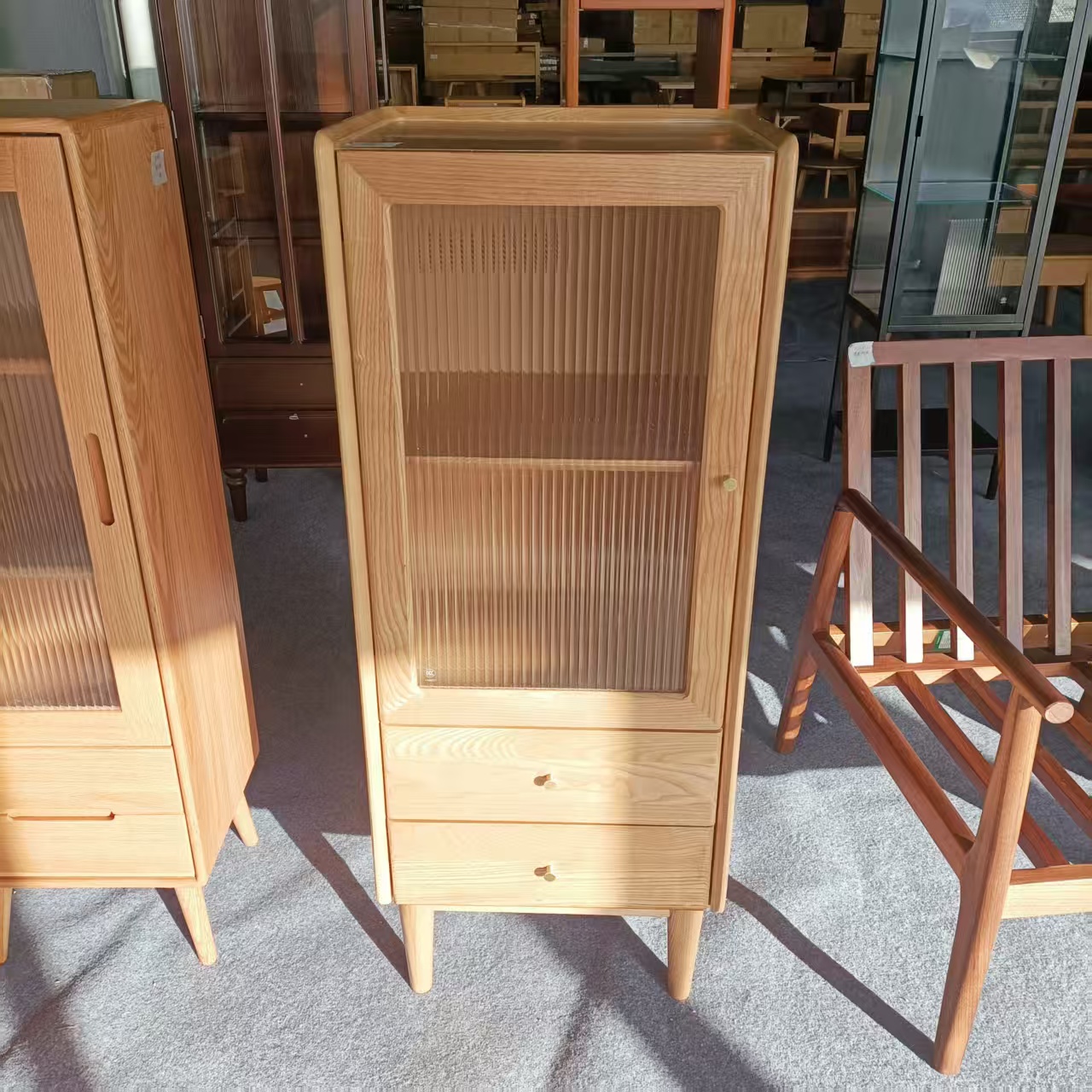 480*400*1200MM瑕疵款北美白蜡木边柜置物柜沙发角柜客厅家用