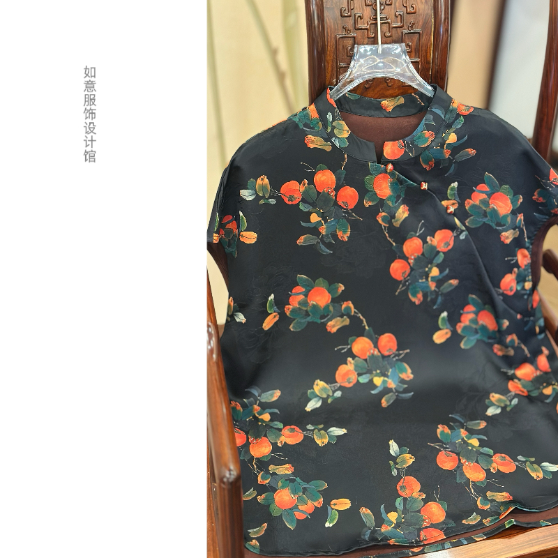 如意馆【柿柿如意】新中式夏季高级感月牙袖复古明艳雅致感上衣