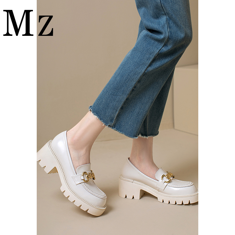Mr.Zheng/6cm/马衔扣厚底百搭乐福鞋粗高跟英伦风小皮鞋单鞋女鞋