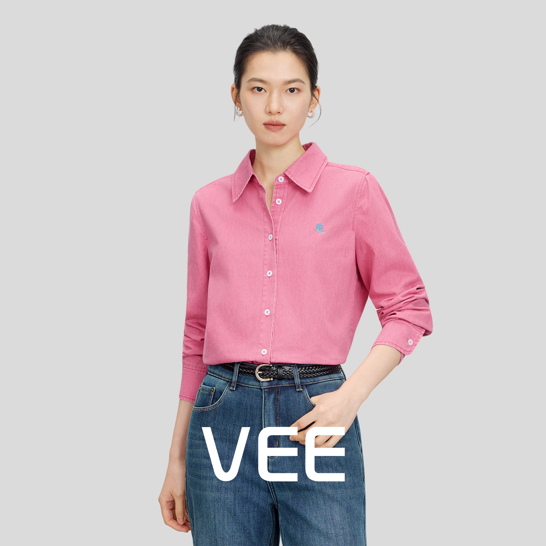 VEE【冬序日】火龙果色小众设计感刺绣别致衬衫