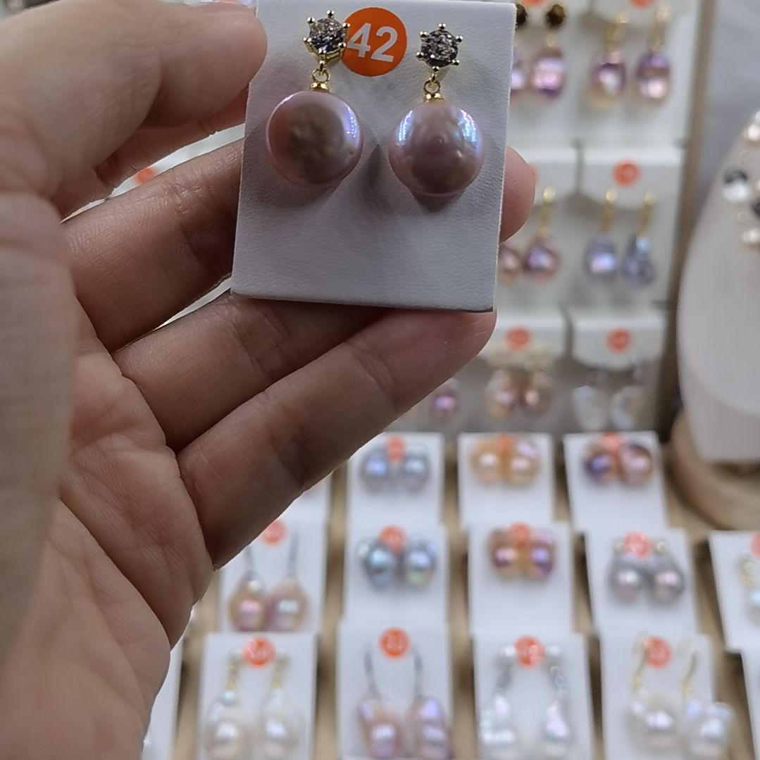 淡水珍珠耳饰银S925镶嵌