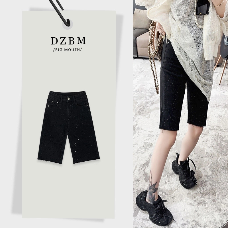 DZBM2025春季新款重工烫钻短款时尚休闲牛仔裤-K1034