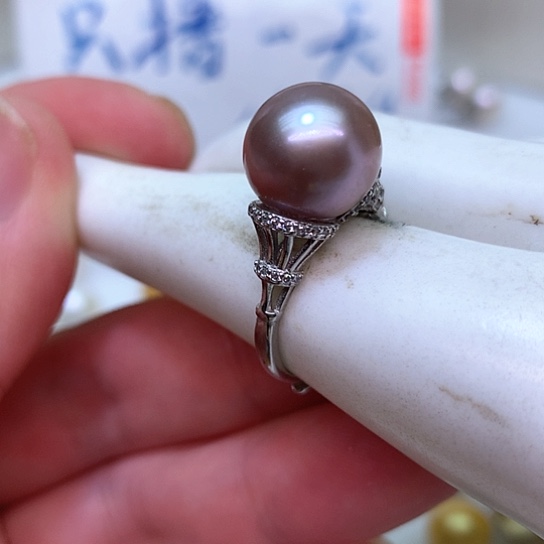 银S925镶嵌淡水珍珠耳饰