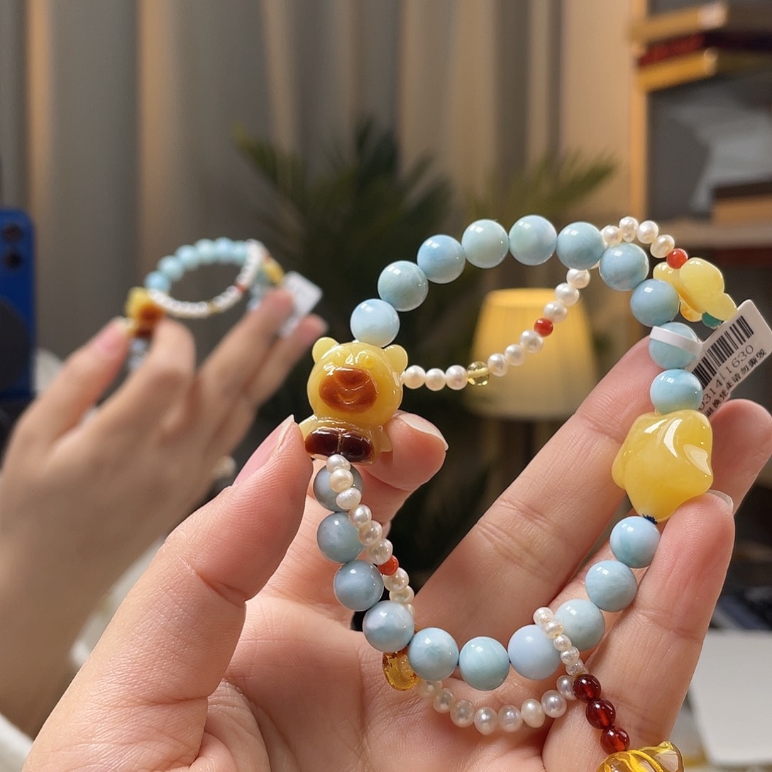 琥珀颈饰未镶嵌蜜蜡手串