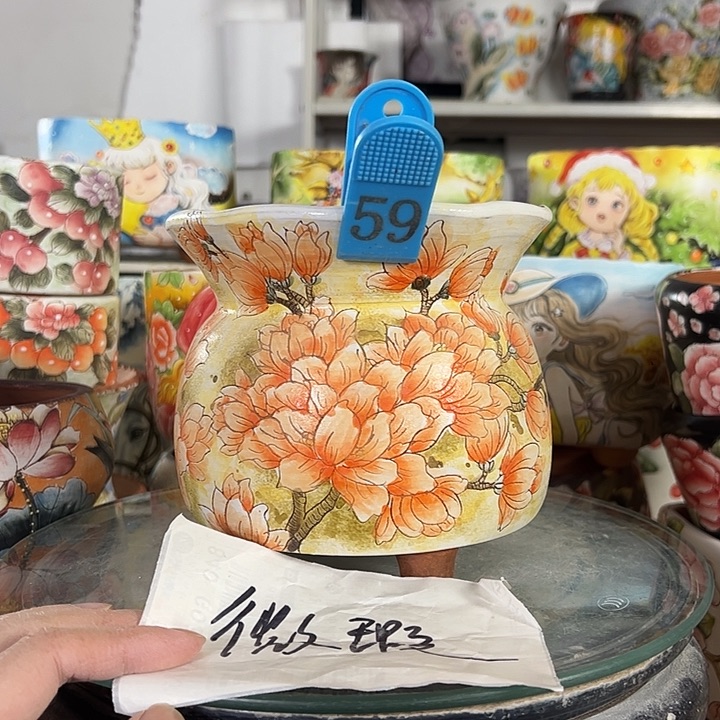满38包邮 景德镇幸运花盆