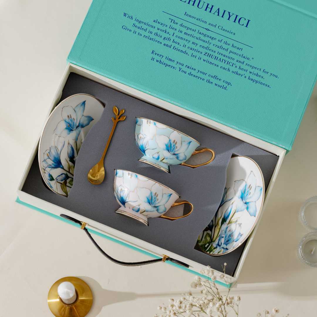 竺海青兰漫春系列咖啡杯碟套装乔迁结婚生日商务新年送礼高档礼盒