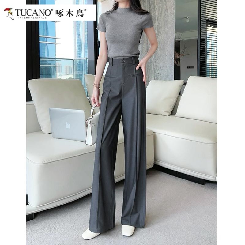 TUCANO/啄木鳥2025夏季新款高腰显瘦垂感显高休闲阔腿西装裤251