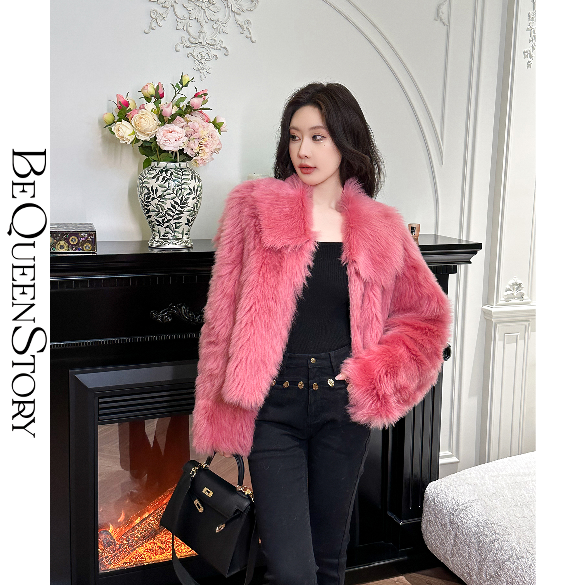 余潇潇【好莱坞热恋】西班牙托斯卡纳直毛漂染显白翻领外套