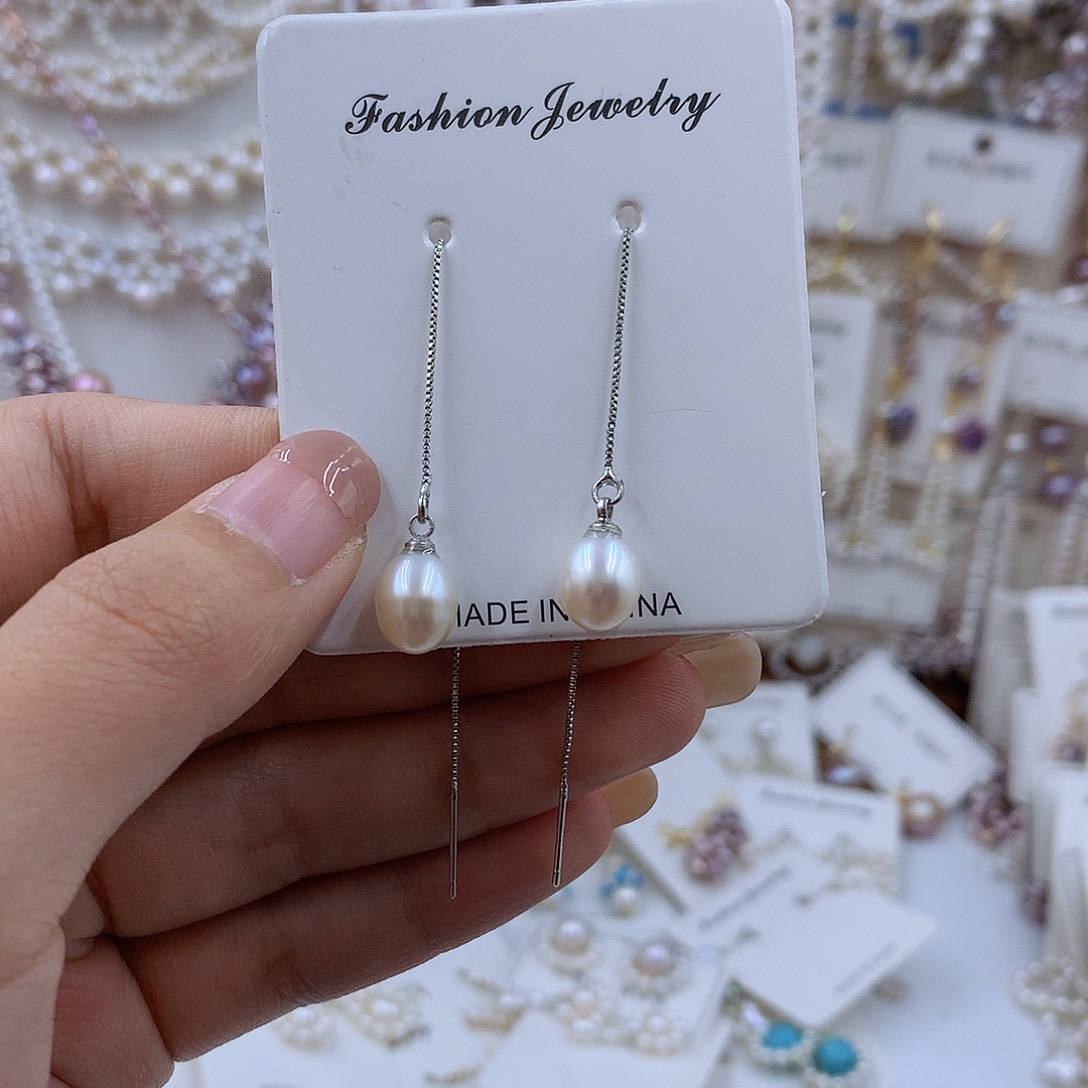 项链银S925镶嵌淡水珍珠