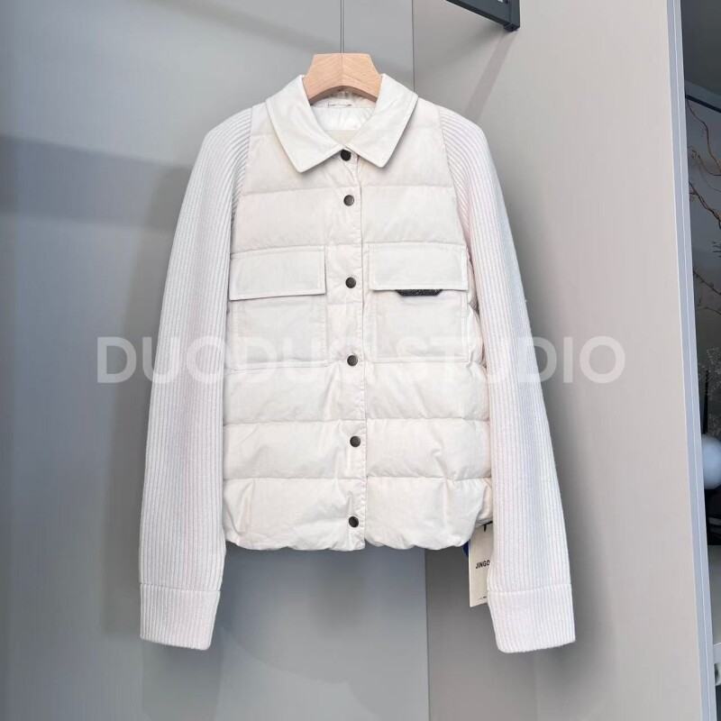 【多多还是多多】B&C摩登秋冬格调羊绒羊毛针织拼接鹅绒服HW25-56