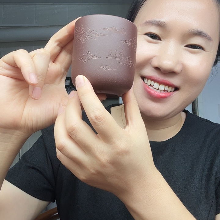 茶壶紫砂原矿紫泥刻绘150cc