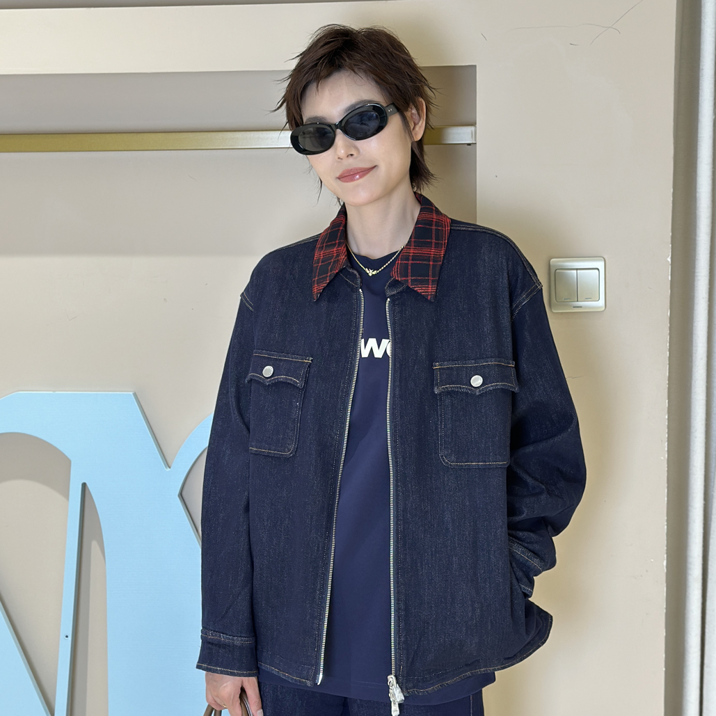拼接女短外套牛仔夹克时尚