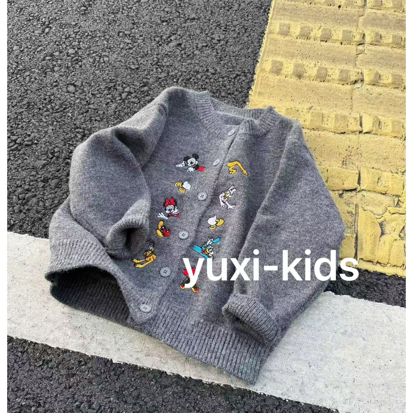 【语汐定制】2025冬季新款时尚百搭高级灰色卡通刺绣儿童毛衣