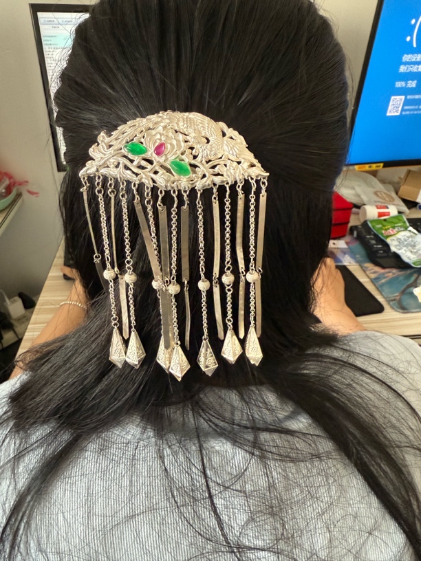 足银银制品 复古银饰凤钗发夹