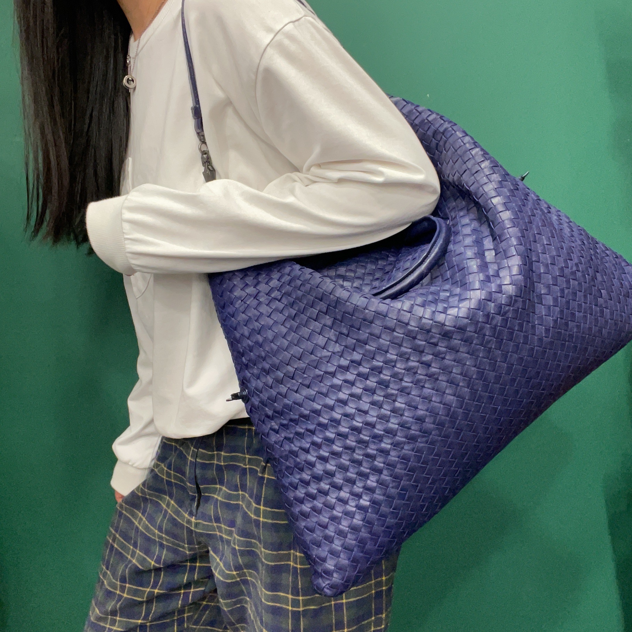 95新 BOTTEGA VENETA/葆蝶家 【KK】 62 1137 蓝紫色编织单肩包