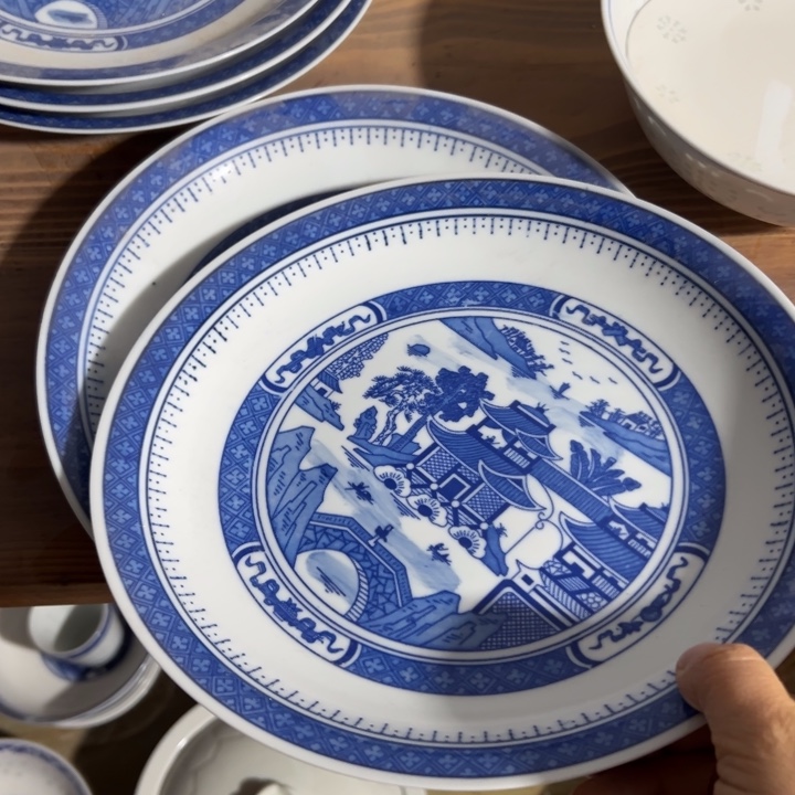 陶手绘10寸梧桐窝盘微瑕2个