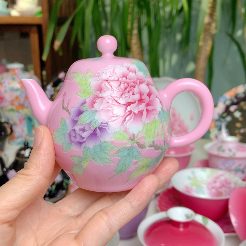 【闪购商品】牡丹宫粉壶景德镇陶瓷