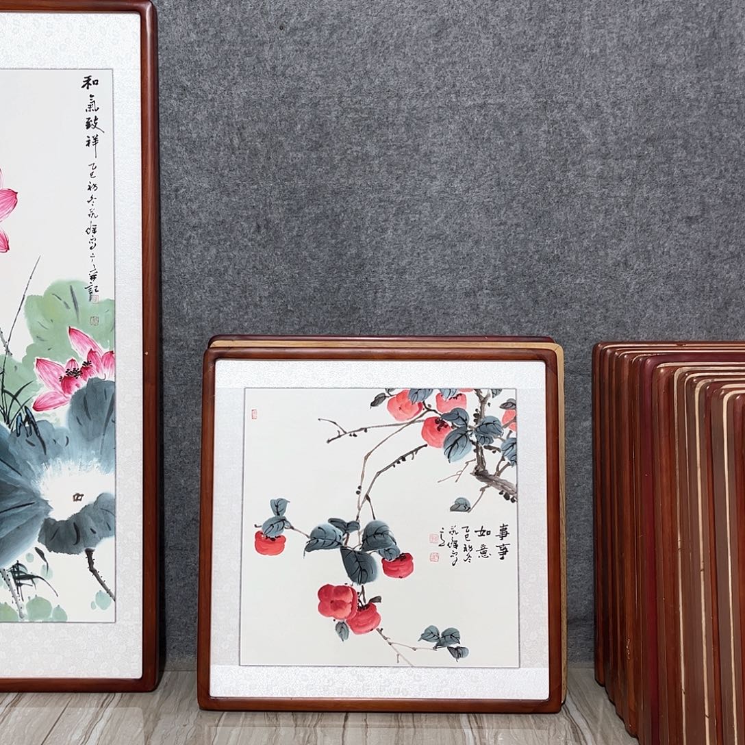 国画书画作品带框63×63