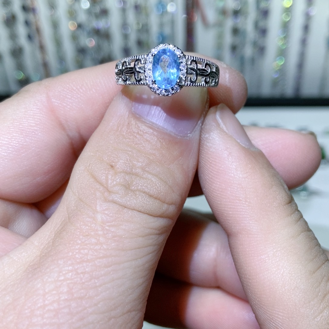 绿水晶戒指银S925镶嵌