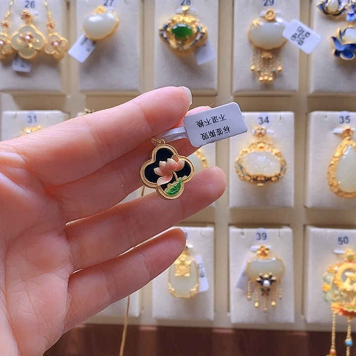 和田玉颈饰银S925镶嵌