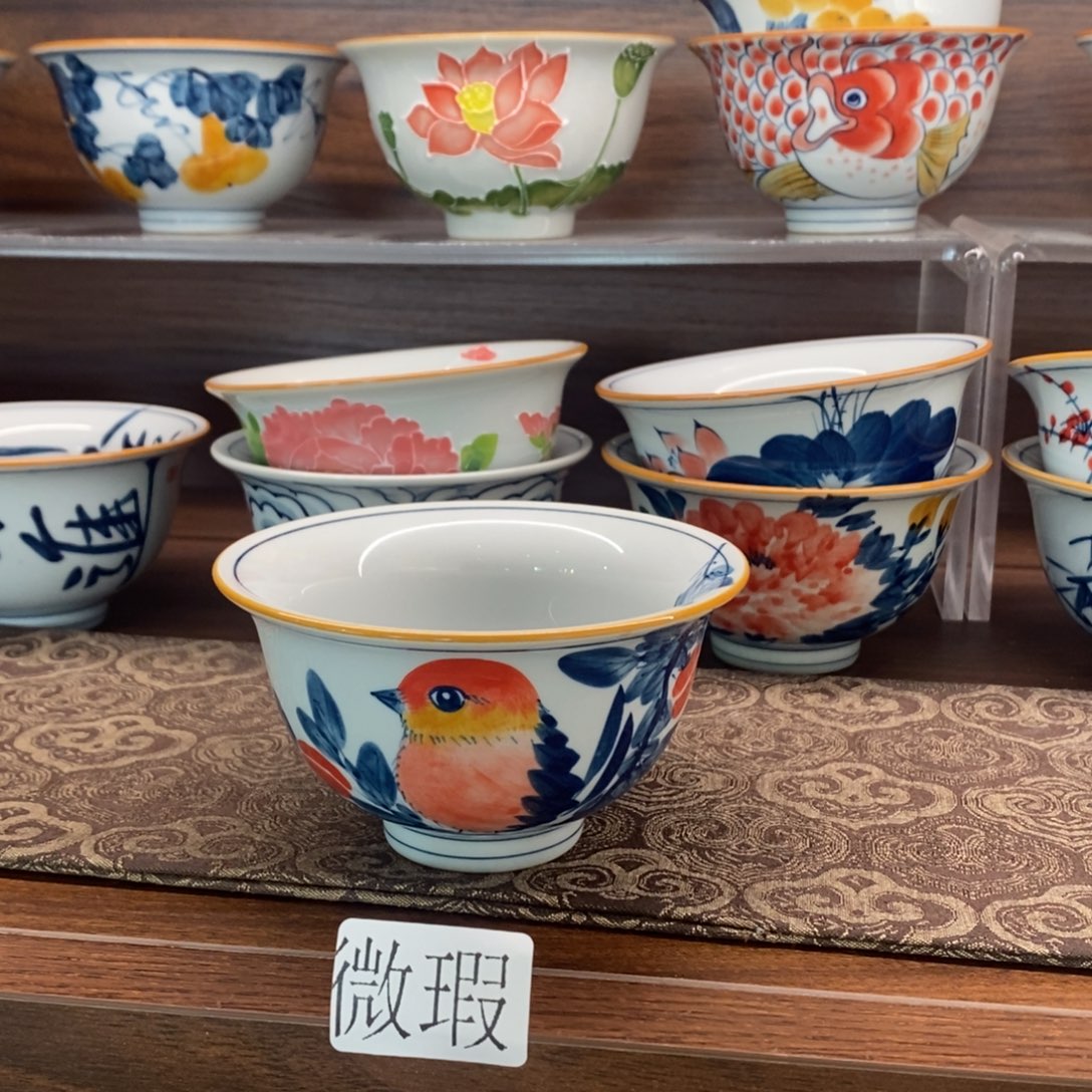 微瑕釉下彩纯手绘手工绘制
