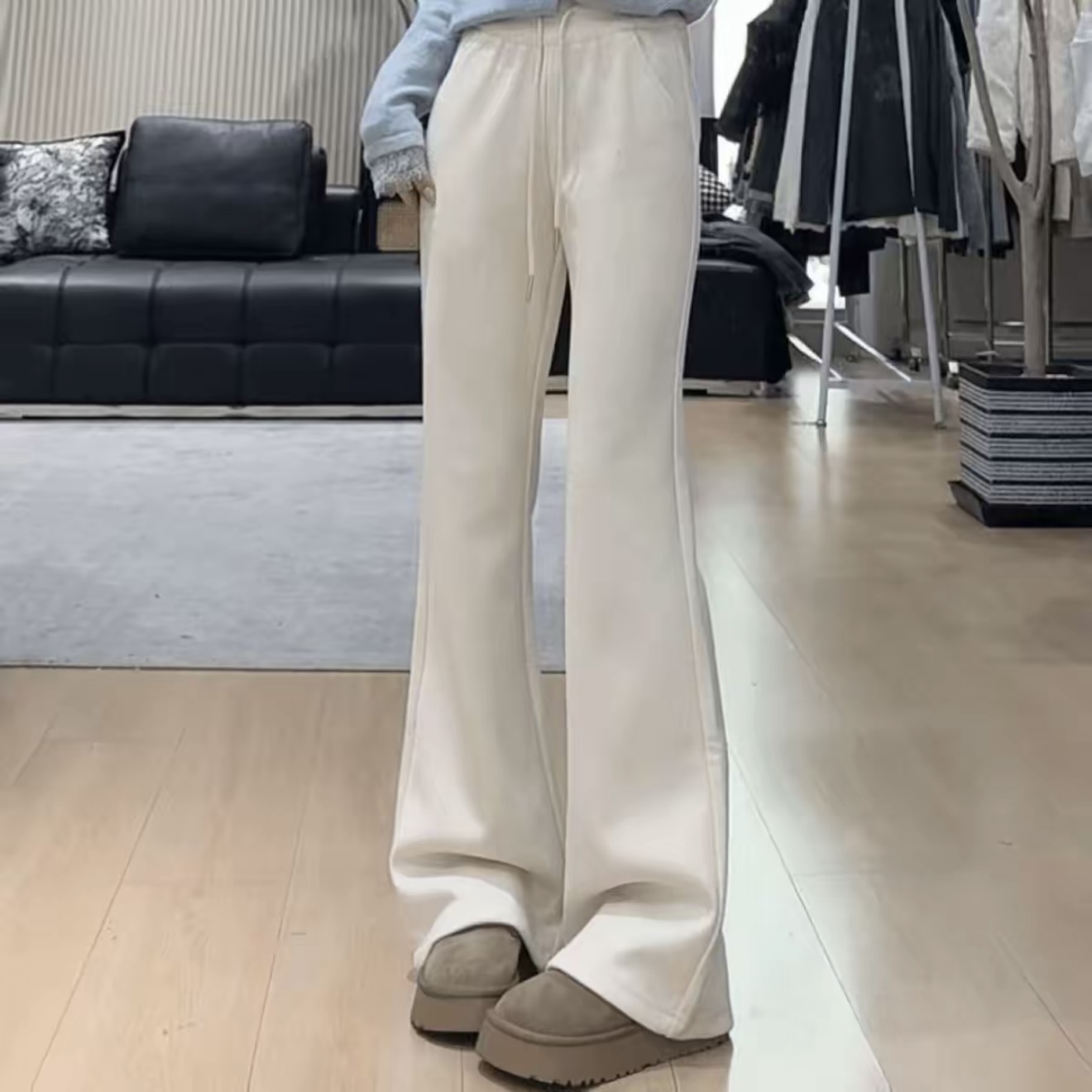 微喇裤2025秋冬新款美式辣妹抽绳瑜伽运动卫裤女休闲垂感裤子