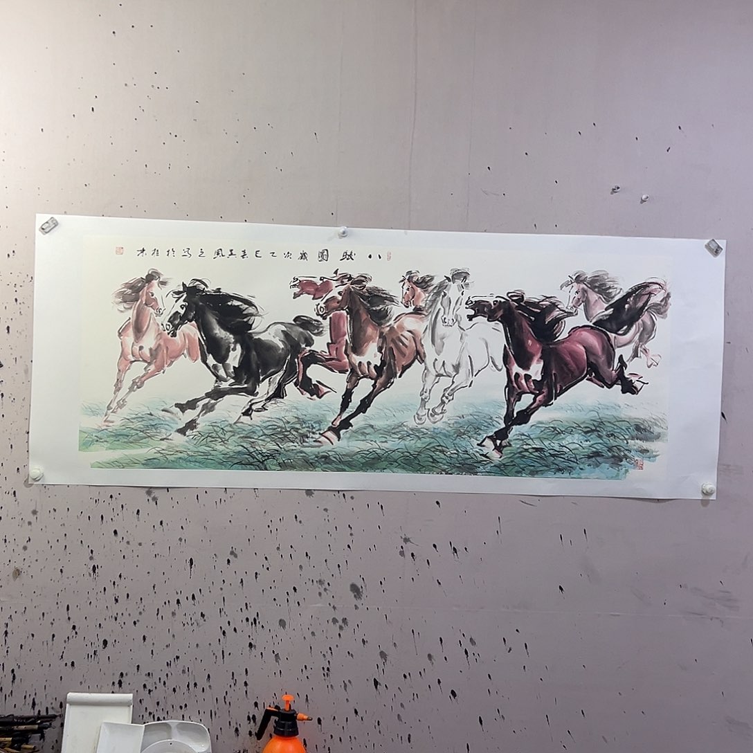 国画小六尺八骏图吴风之