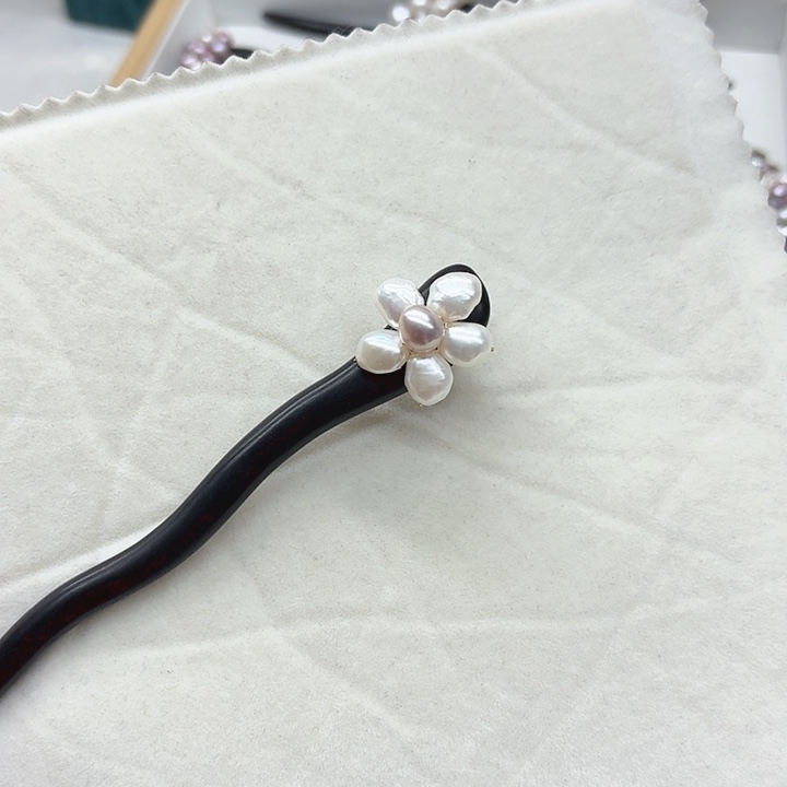 淡水珍珠发饰银S925镶嵌