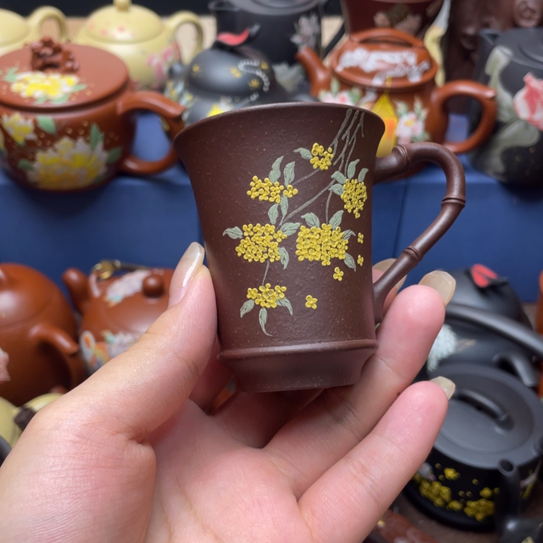 紫泥茶杯紫砂主人杯60cc