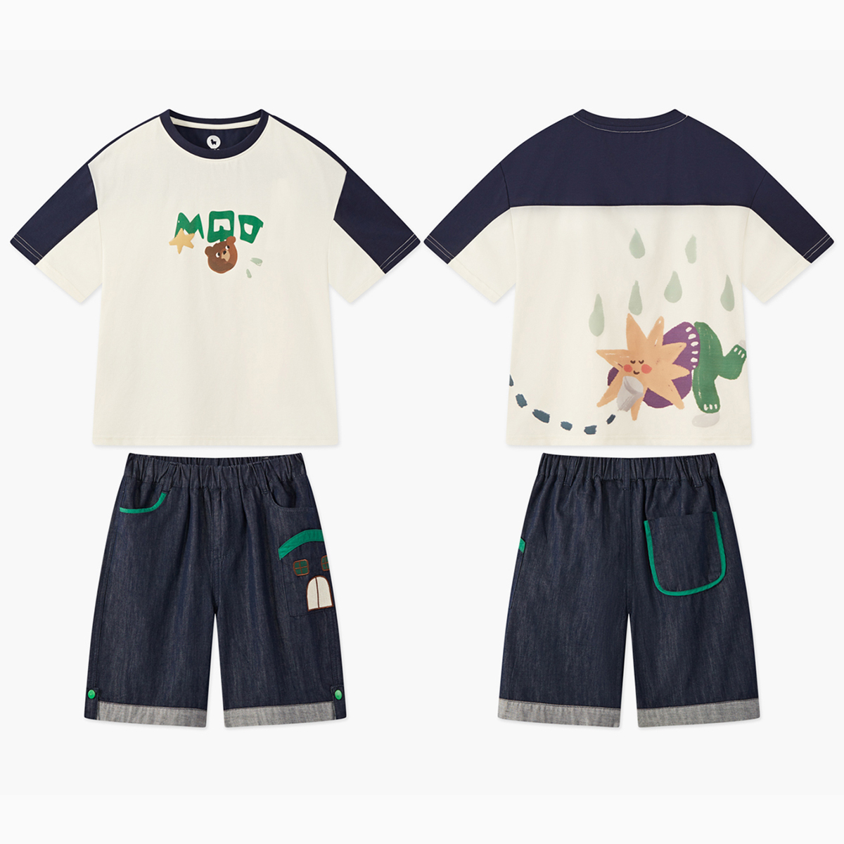 【设计师系列】MQD童装25夏新学院风潮酷休闲字母短袖套装TCW03G7F