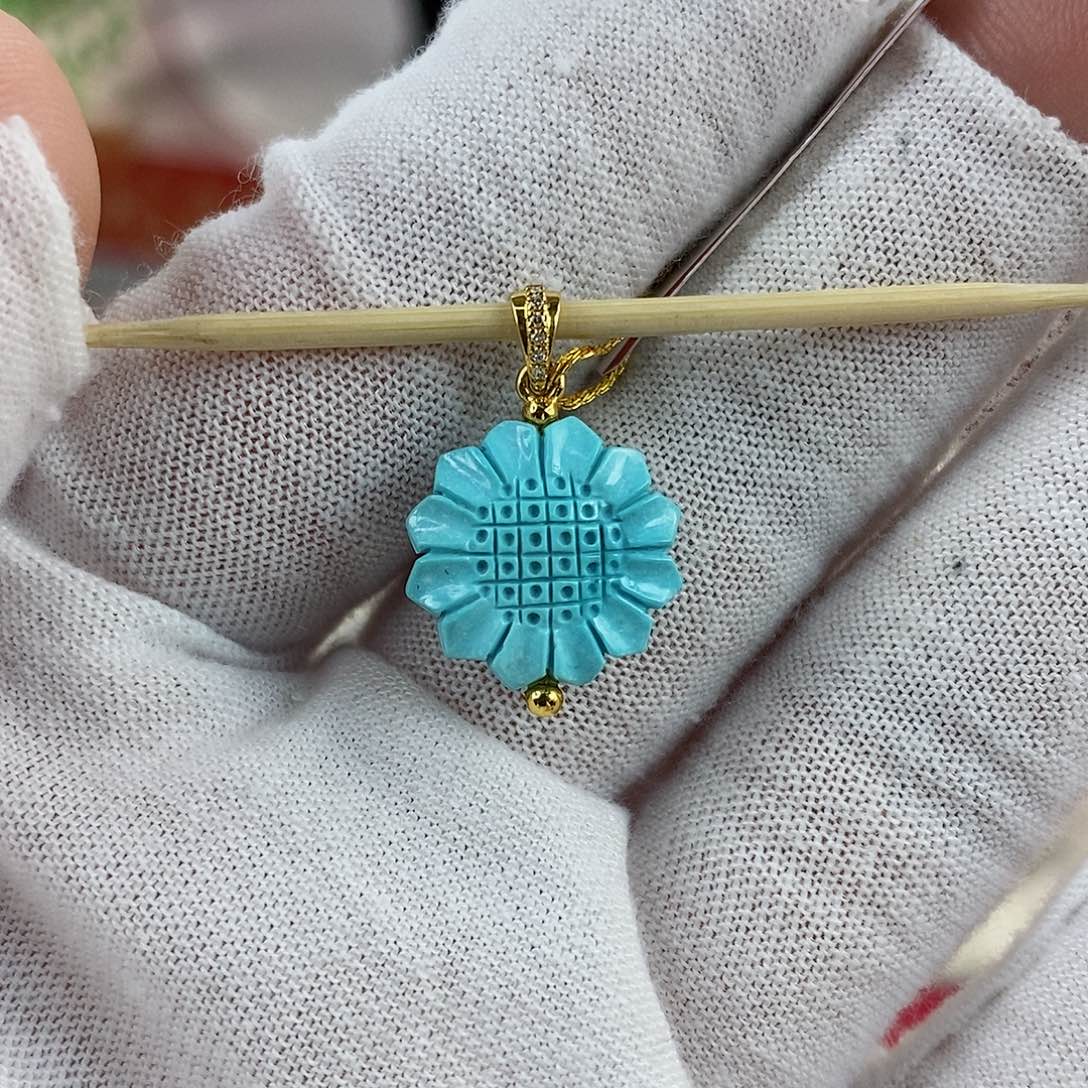 绿松石珠宝奇石18K金镶嵌